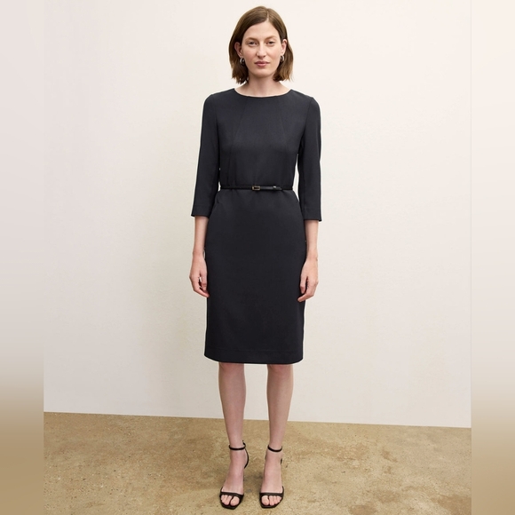 M.M. LAFLEUR The Etsuko Knee Length Dress - Recycled WonderTex In Black Size 6 - Picture 1 of 12